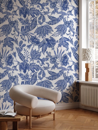 Tapeta Niebieskie liście - hamptons 4.jpg