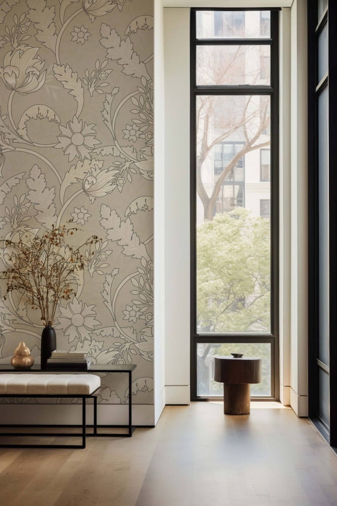 Tapeta Secesyjne beżowe kwiaty 1.jpg