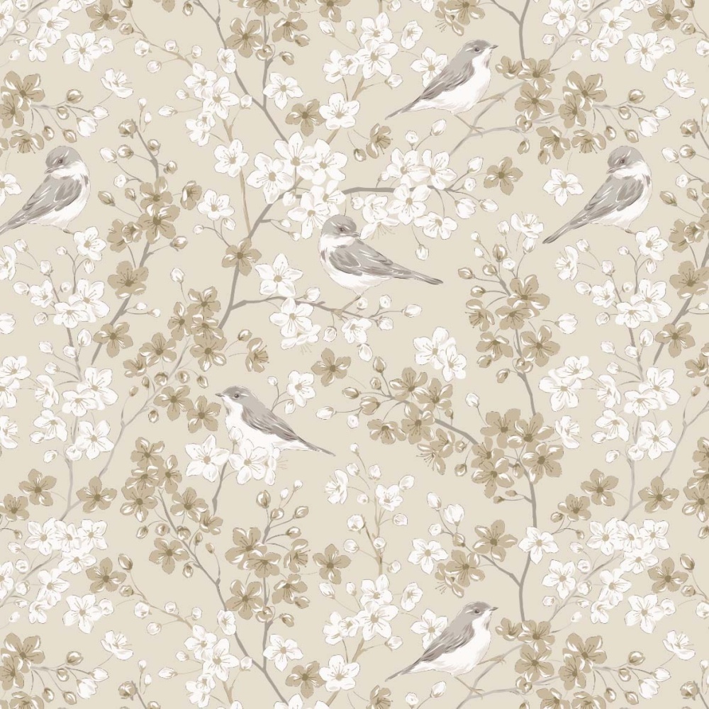 Tapeta Beżowy ogród ptaszków 0.jpg