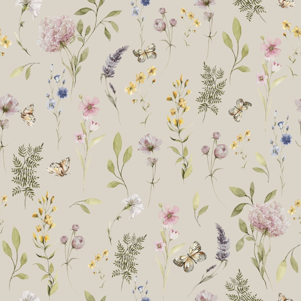 Tapeta Delikatne kwiaty  beż.jpg