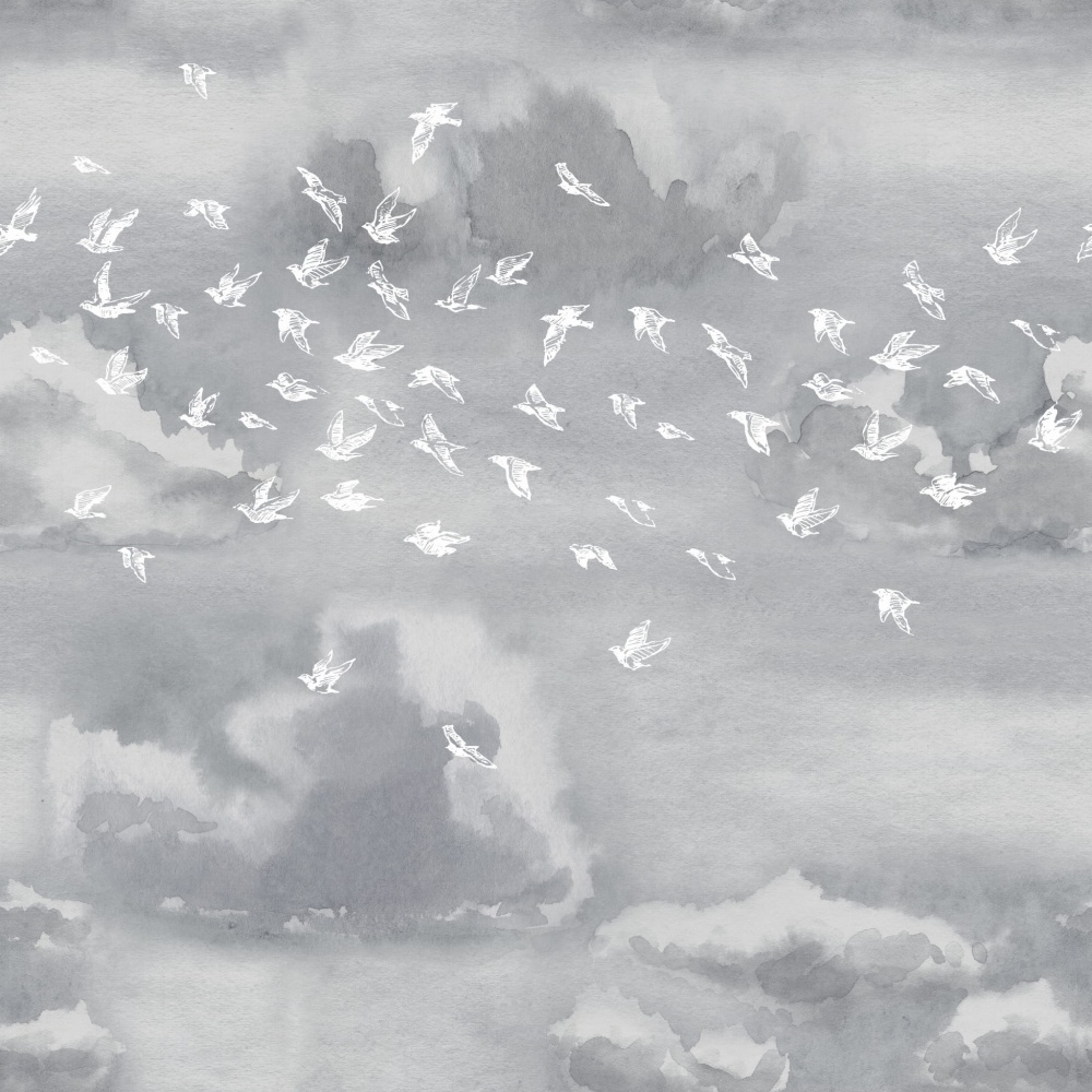 Tapeta Szkicowe ptaszki na szarym niebie.jpg