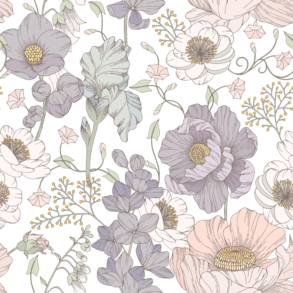 Tapeta Kolorowe Kwiatki na bieli tekstura.jpg