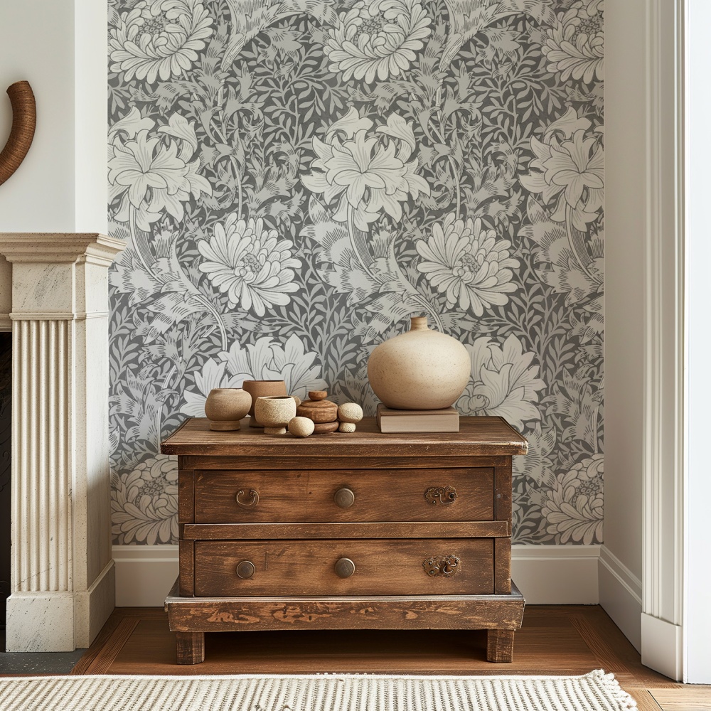 Tapeta William Morris vintage szary 4.jpg