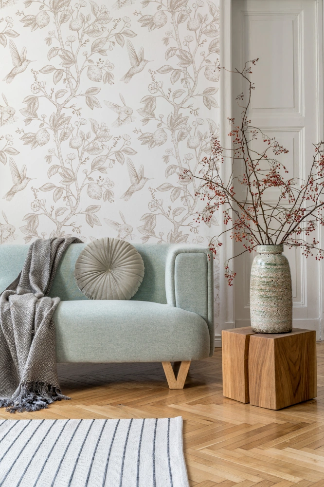 Tapeta Kolibry i cytryny beż light piaskowy3.jpg