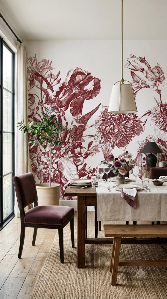 Tapeta Mural Holenderski bukiet bordo2.jpg