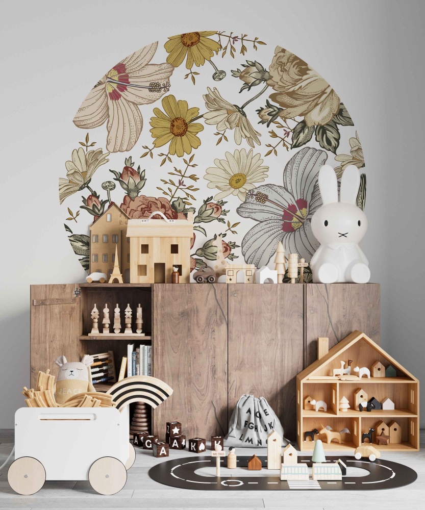 Naklejka Vintage Flowers Circle